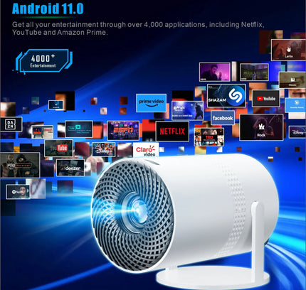 Salange P300 Mini Portable Projector - 4K 8K Video Decoding, 720P HD, Android 11, Wi-Fi, BT 5.1