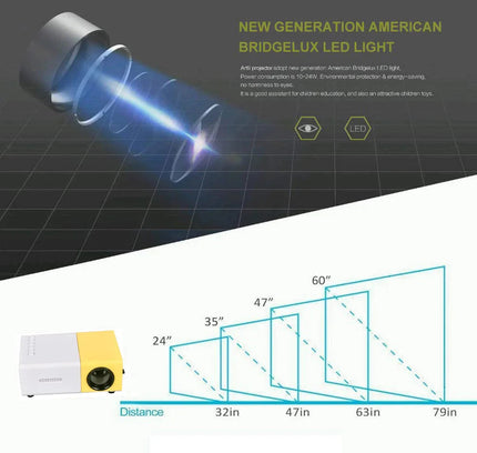 "Mini Projector – 1080P Full HD Support, Portable LED Projector, 4K Video Playback, Multiple Connectivity Options "