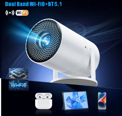 Salange P300 Mini Portable Projector - 4K 8K Video Decoding, 720P HD, Android 11, Wi-Fi, BT 5.1