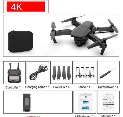 E88 Pro Foldable Quadcopter Drone - WIFI FPV, HD 4K Camera, Altitude Hold