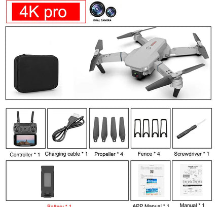 E88 Pro Foldable Quadcopter Drone - WIFI FPV, HD 4K Camera, Altitude Hold